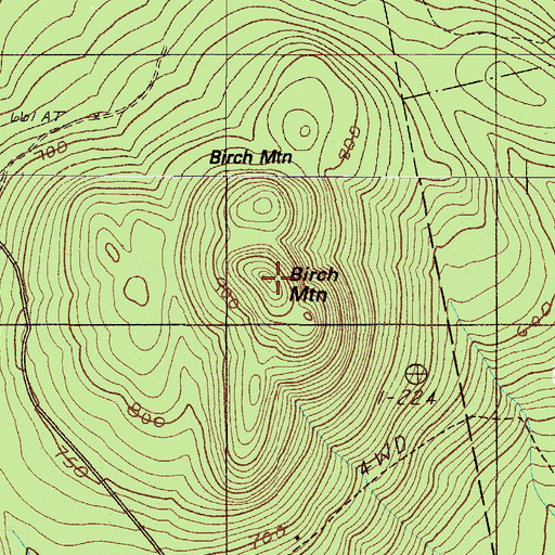 Topographic Map of Birch Mountain, ME