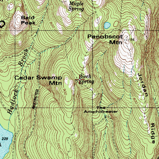 Topographic Map of Birch Spring, ME