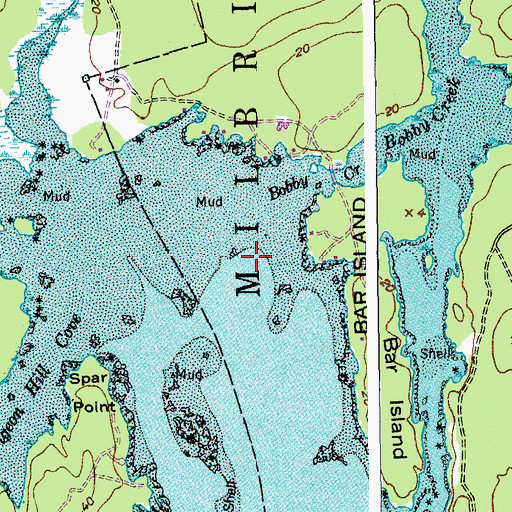 Topographic Map of Bobby Creek, ME