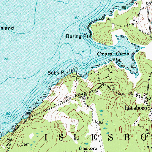 Topographic Map of Bobs Point, ME