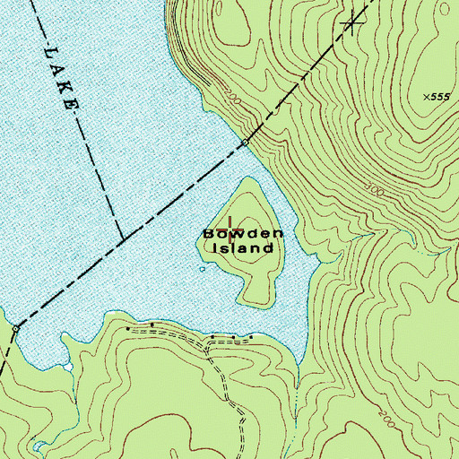 Topographic Map of Bowden Island, ME