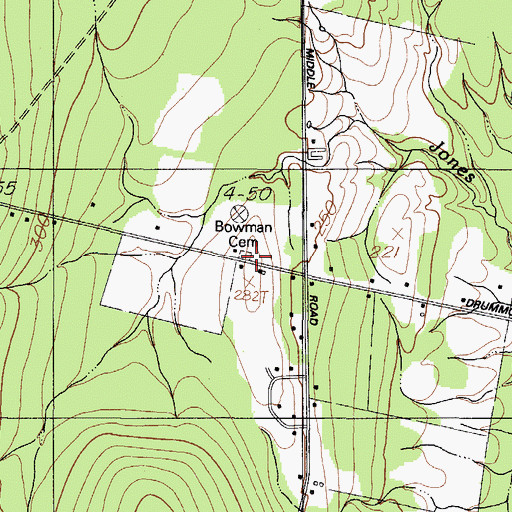 Topographic Map of Bowman Cemetery, ME
