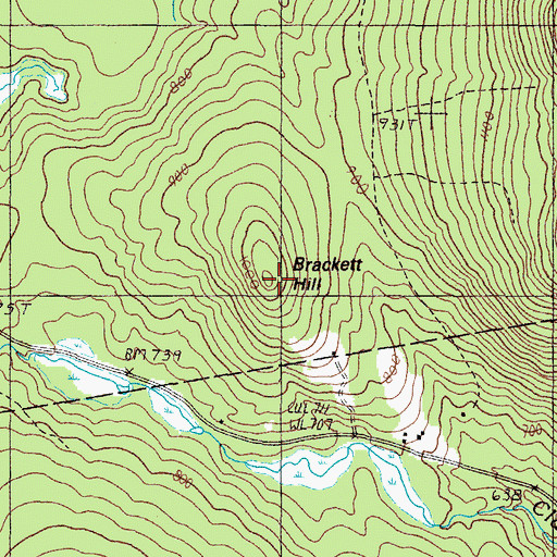 Topographic Map of Brackett Hill, ME