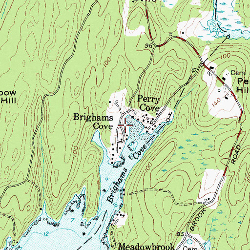 Topographic Map of Brighams Cove, ME
