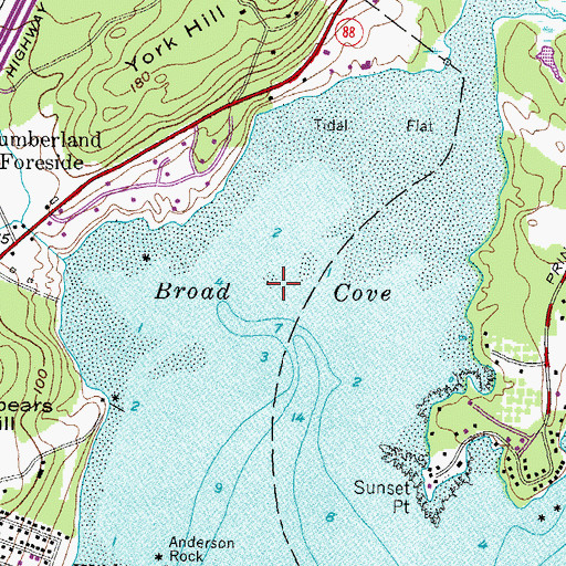 Topographic Map of Broad Cove, ME