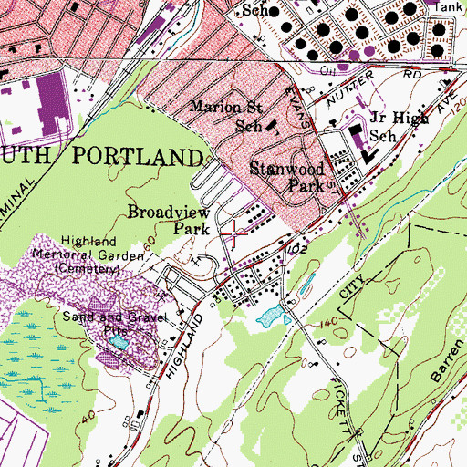 Topographic Map of Broadview Park, ME