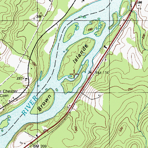 Topographic Map of Brown Islands, ME