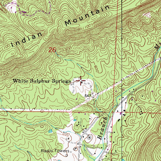 Topographic Map of White Sulphur Springs, AR