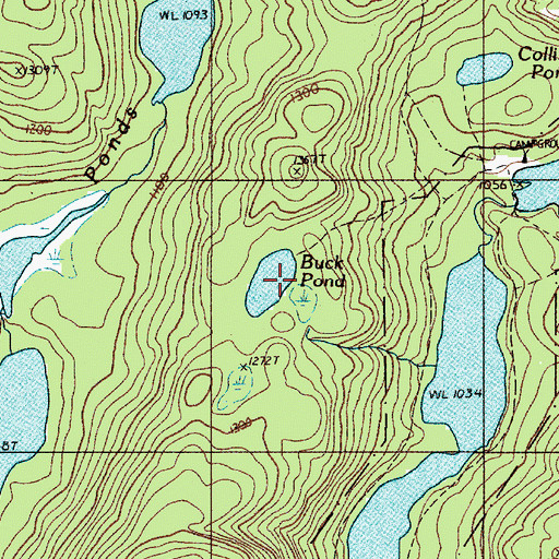 Topographic Map of Buck Pond, ME