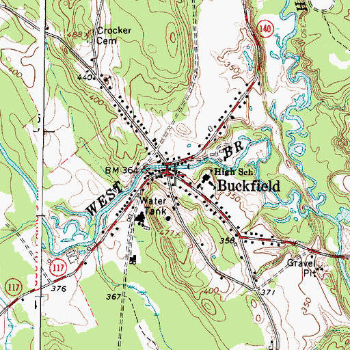 Topographic Map of Buckfield, ME