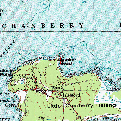 Topographic Map of Bunker Neck, ME