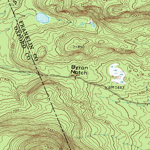 Topographic Map of Byron Notch, ME