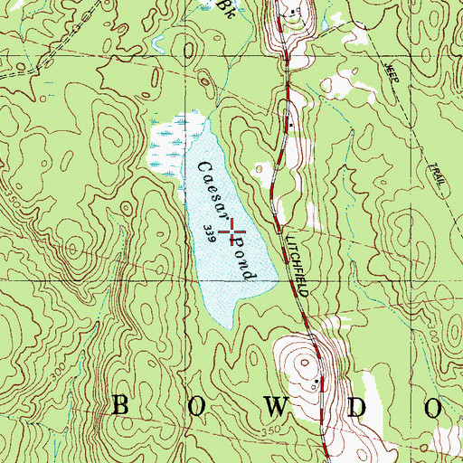 Topographic Map of Caesar Pond, ME