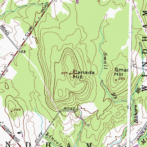 Topographic Map of Canada Hill, ME