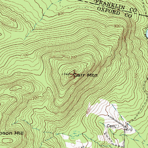 Topographic Map of Carr Mountain, ME