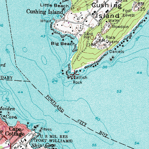Topographic Map of Catfish Rock, ME