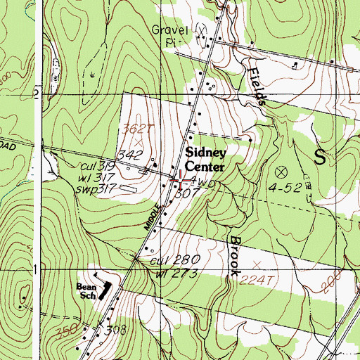 Topographic Map of Sidney Center, ME