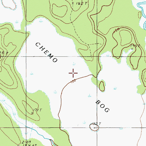 Topographic Map of Chemo Bog, ME