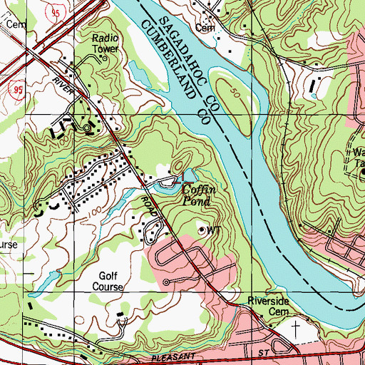 Topographic Map of Coffin Pond, ME