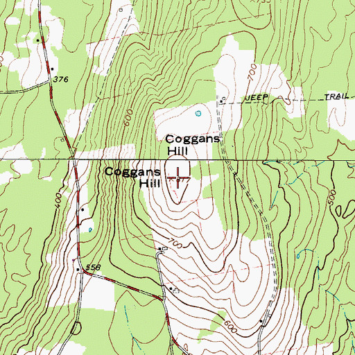 Topographic Map of Coggans Hill, ME