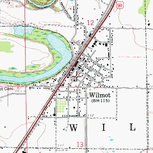Topographic Map of Wilmot, AR
