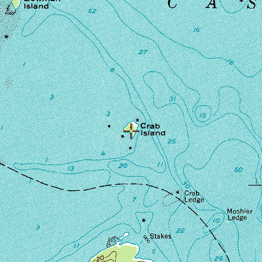 Topographic Map of Crab Island, ME