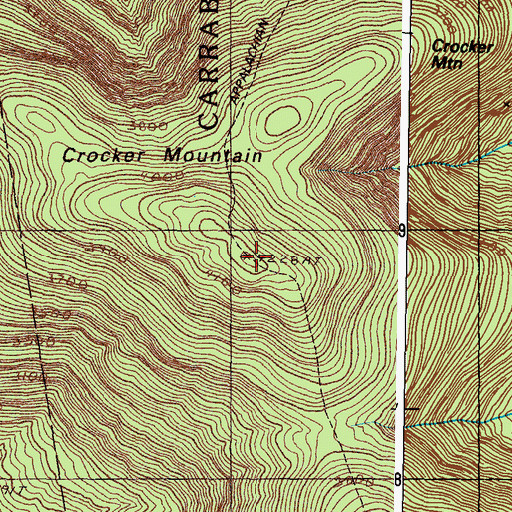 Topographic Map of Crocker Mountain, ME