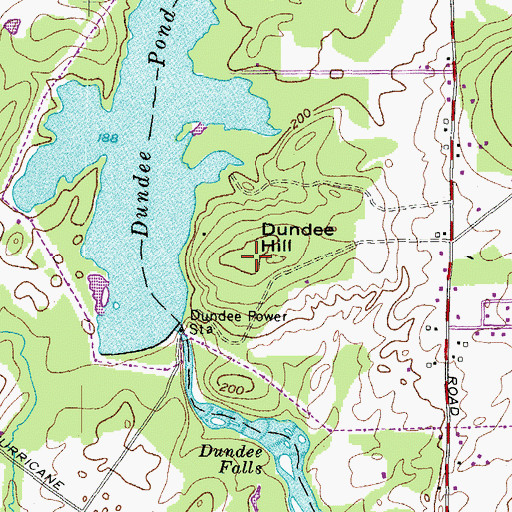 Topographic Map of Dundee Hill, ME