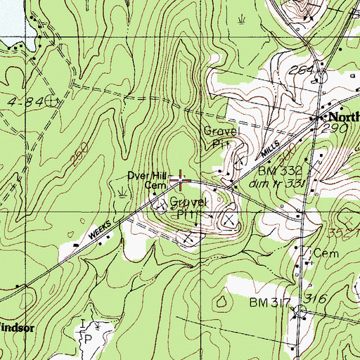Topographic Map of Dyer Hill Cemetery, ME