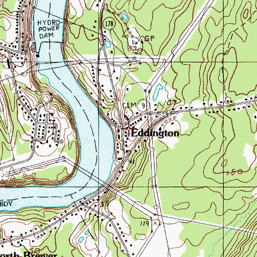 Topographic Map of Eddington, ME