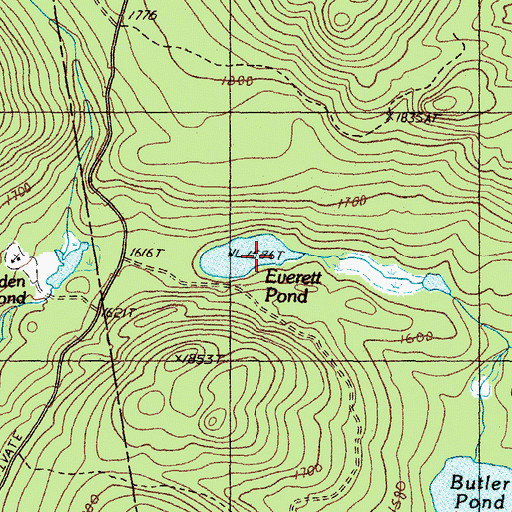 Topographic Map of Everett Pond, ME