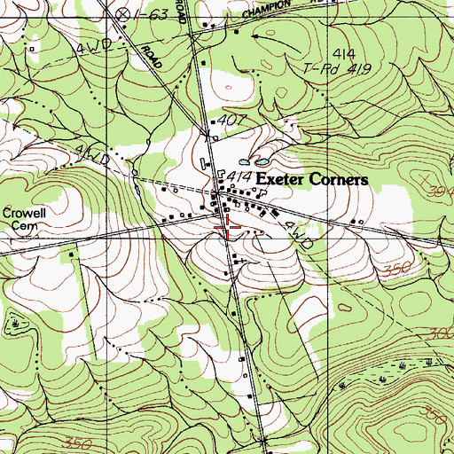 Topographic Map of Exeter Corners, ME