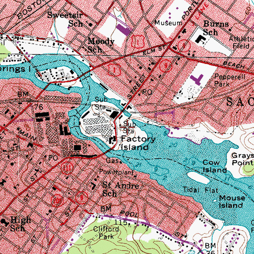 Topographic Map of Factory Island, ME
