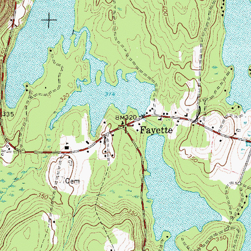 Topographic Map of Fayette, ME