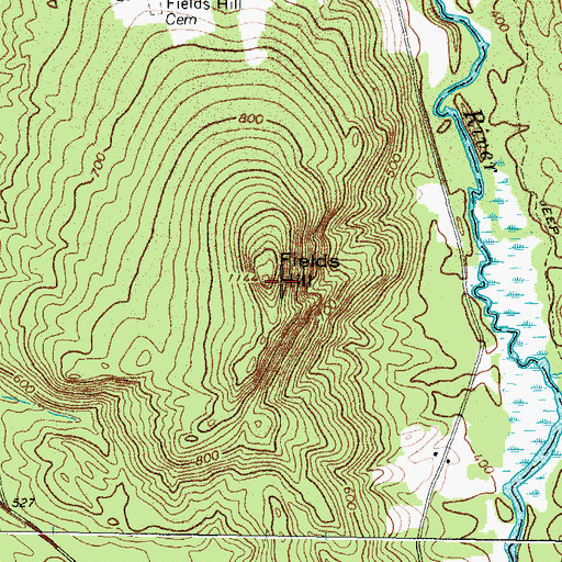 Topographic Map of Fields Hill, ME