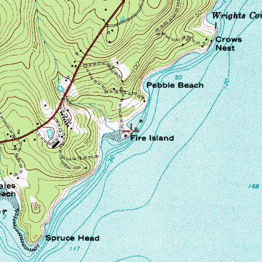 Topographic Map of Fire Island, ME