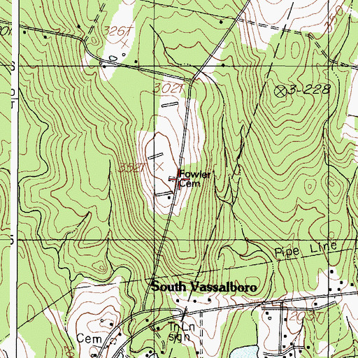 Topographic Map of Fowler Cemetery, ME