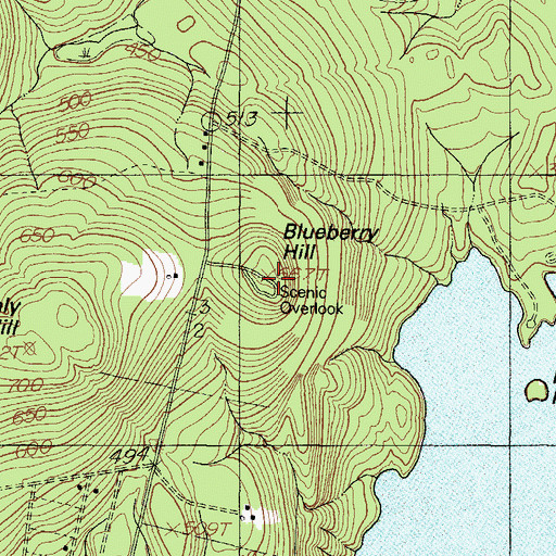 Topographic Map of Blueberry Hill, ME
