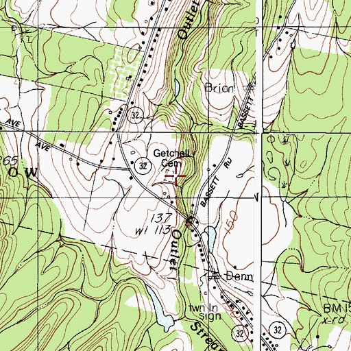 Topographic Map of Getchell Cemetery, ME
