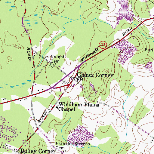 Topographic Map of Glantz Corner, ME