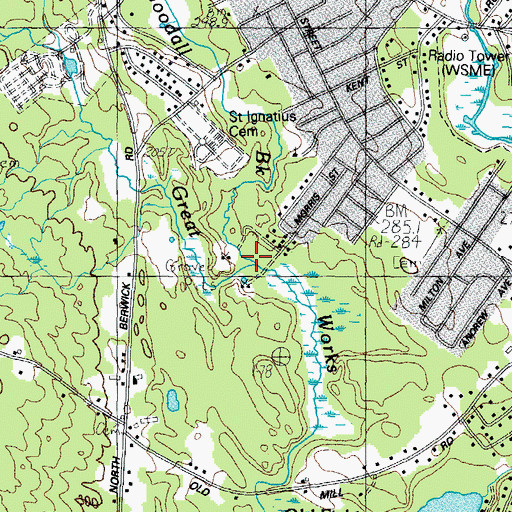 Topographic Map of Goodall Brook, ME