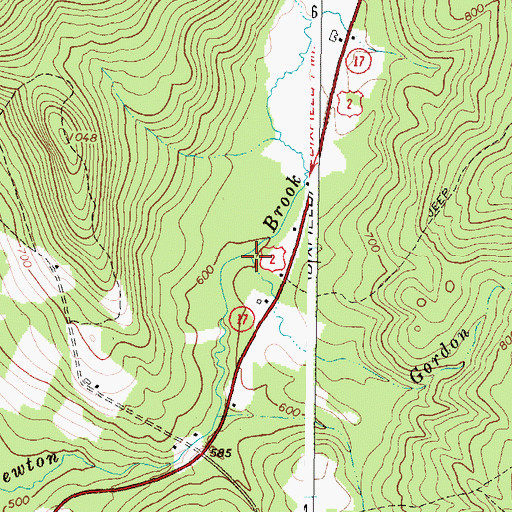 Topographic Map of Gordon Brook, ME