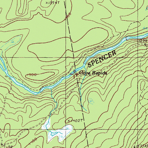 Topographic Map of Gore Rapids, ME
