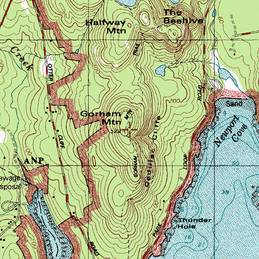 Topographic Map of Gorham Mountain, ME
