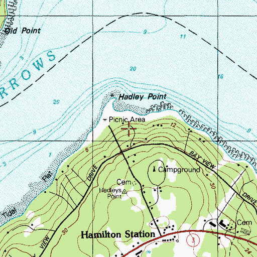 Topographic Map of Hadley Point, ME