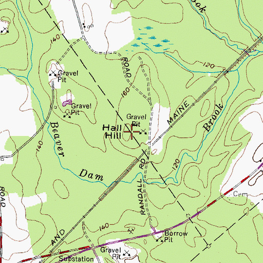 Topographic Map of Hall Hill, ME