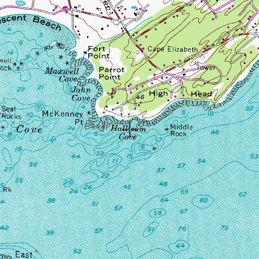 Topographic Map of Hallicom Cove, ME