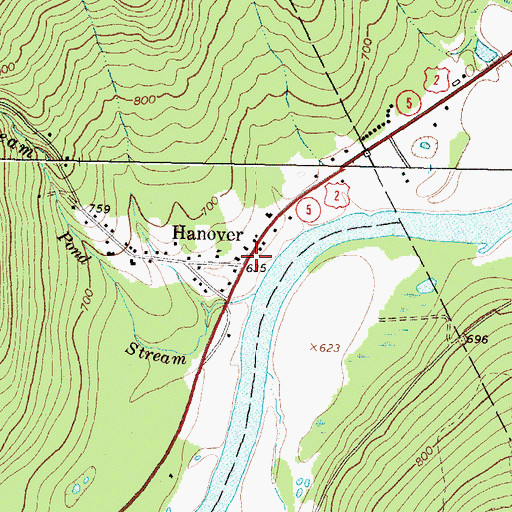 Topographic Map of Hanover, ME