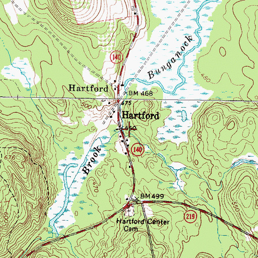 Topographic Map of Hartford, ME