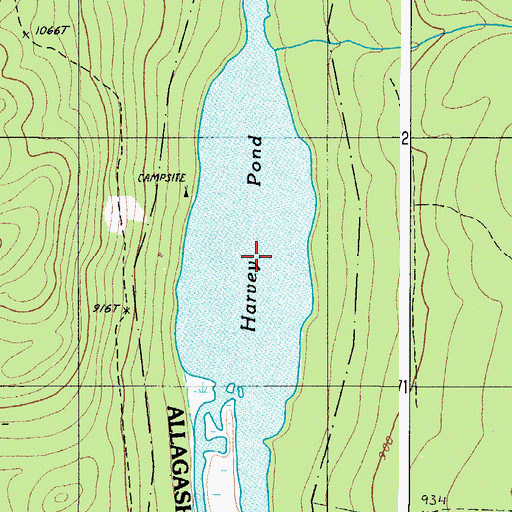 Topographic Map of Harvey Pond, ME